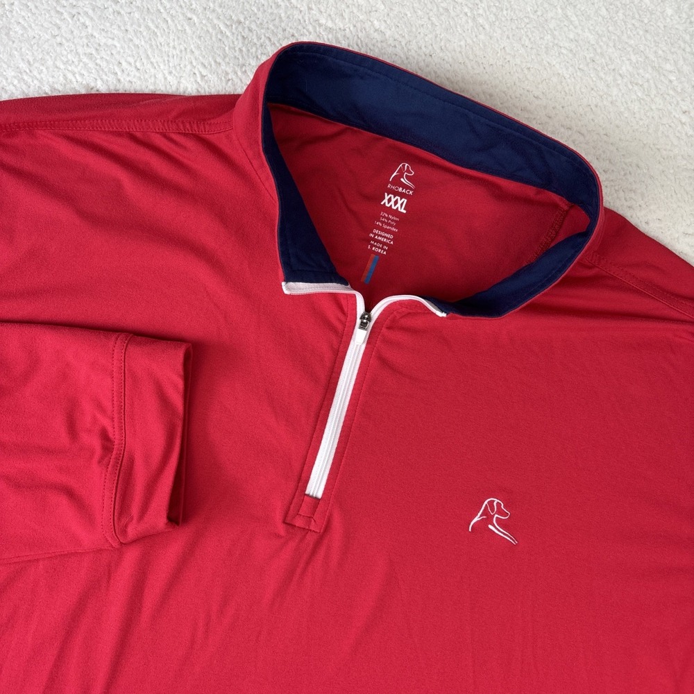 RHOBACK 'Performance Q-Zip' Mens 3XL American Flag Golf 1/4 Zip Pullover Sweater